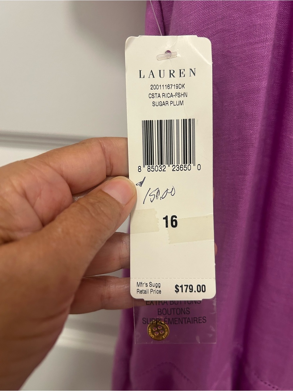 Lauren Ralph Lauren Purple100% Linen Tiered Midi Dress 16 Boho Cottagecore NWT - Picture 11 of 15
